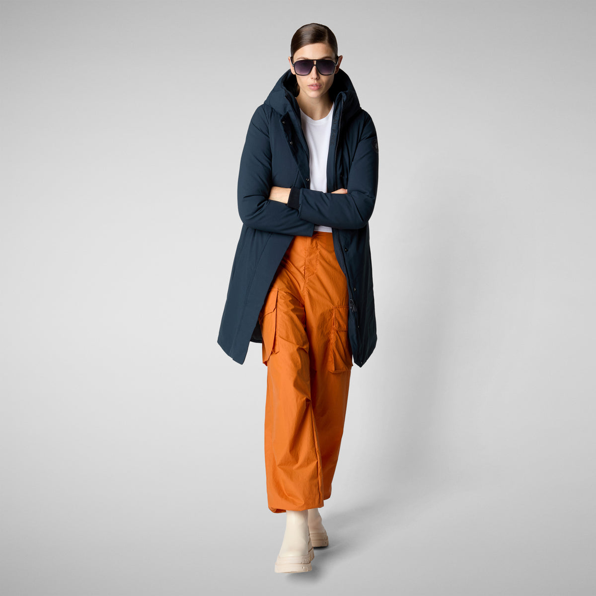 PARKA DONNA CON CAPPUCCIO SIENNA BLU NERO