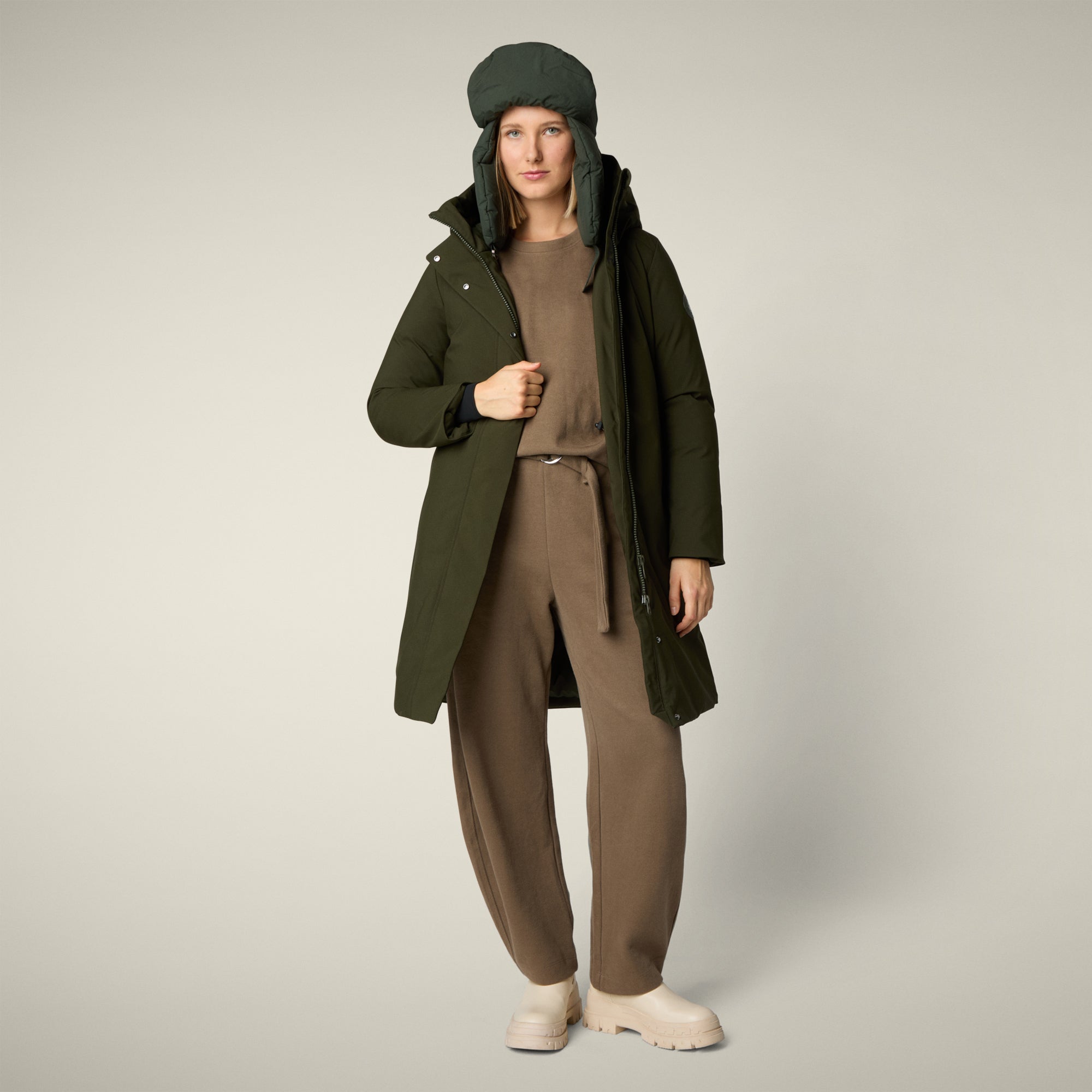 Parka donna animal free Sienna verde scuro