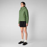 Woman's animal free puffer jacket Loulou in leaf green - All weather explorer | Save The Duck