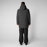 Man's long hooded jacket Jorge in black - Parka Man | Save The Duck