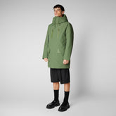 Man's long hooded jacket Jorge in leaf green - Parka Man | Save The Duck