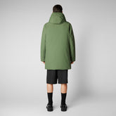 Man's long hooded jacket Jorge in leaf green - Men's Jackets | Save The Duck