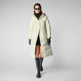 Woman's hooded parka Leslie in linen beige - All weather explorer | Save The Duck