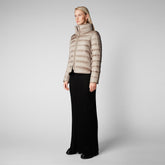 Woman's animal free puffer jacket Elsie in pearl grey - MENU: Woman view all | Save The Duck