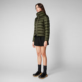 Woman's animal free puffer jacket Elsie in pine green | Save The Duck