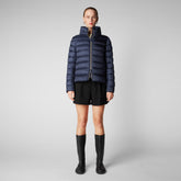 Woman's animal free puffer jacket Elsie in blue black - Glamour addicted | Save The Duck