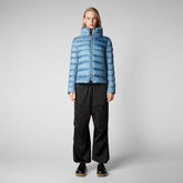 Woman's animal free puffer jacket Elsie in coronet blue - W+Kids Made to match | Save The Duck