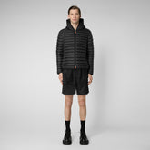 Man's animal free hooded puffer jacket Donald in black - New season's heroes | Save The Duck