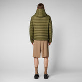 Man's animal free hooded puffer jacket Donald in dusty olive - Dusty olive | Save The Duck