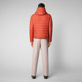 Man's animal free hooded puffer jacket Donald in ginger orange - Orange Men | Save The Duck