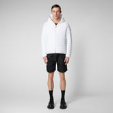Man's animal free hooded puffer jacket Donald in white - New season's heroes | Save The Duck