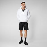 Man's animal free hooded puffer jacket Donald in white - New season's heroes | Save The Duck