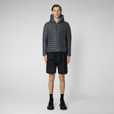 Man's animal free hooded puffer jacket Donald in storm grey - New season's hues | Save The Duck