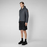Man's animal free hooded puffer jacket Donald in storm grey - New season's hues | Save The Duck