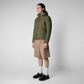 Man's animal free hooded puffer jacket Tarak in sherwood green - Dusty olive | Save The Duck