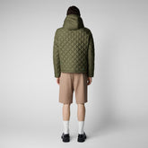 Man's animal free hooded puffer jacket Tarak in sherwood green - Dusty olive | Save The Duck