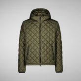 Man's animal free hooded puffer jacket Tarak in sherwood green | Save The Duck
