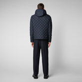 Man's animal free hooded puffer jacket Tarak in blue black - Recycled Man | Save The Duck