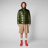 Man's animal free puffer jacket Mitch in pine green - Shiny selection | Save The Duck