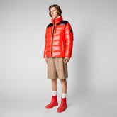Man's animal free puffer jacket Mitch in poppy red - Shiny selection | Save The Duck