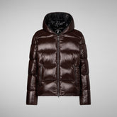 Man's animal free hooded puffer jacket Edgard in burgundy black | Save The Duck
