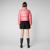 Woman's animal free cropped puffer jacket Nisha in bloom pink - Very Warm Woman | Save The Duck