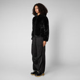 Woman's synthetic fur Laila in black - Eco-Fur Woman | Save The Duck