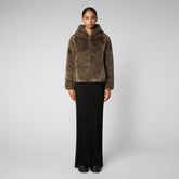 Woman's synthetic fur Laila in mud grey - Giacche Donna | Save The Duck