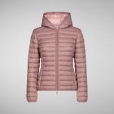 Woman's animal free hooded puffer jacket Daisy in frozen grey | Save The Duck