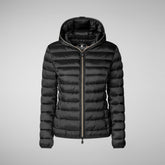 Woman's animal free hooded puffer jacket Alexis in black | Save The Duck