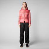 Woman's animal free hooded puffer jacket Alexis in bloom pink - MADE TO MATCH | Save The Duck
