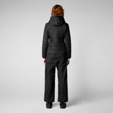 Woman's animal free hooded puffer Alexa in black - Women's Animal-Free Puffer jackets | Save The Duck