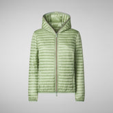 Woman's animal free hooded puffer Alexa in mint green | Save The Duck