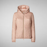 Woman's animal free hooded puffer Alexa in powder pink | Save The Duck