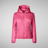 Woman's animal free hooded puffer Alexa in powder pink | Save The Duck