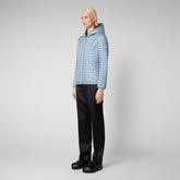 Woman's animal free hooded puffer Alexa in dusty blue | Save The Duck