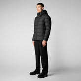 Man's animal free hooded puffer jacket Boris in black - Sale | Save The Duck