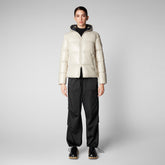 Woman's animal free hooded puffer jacket Lois in rainy beige - MENU: Woman view all | Save The Duck
