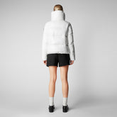 Woman's animal free puffer jacket Isla in off white - Shiny selection | Save The Duck