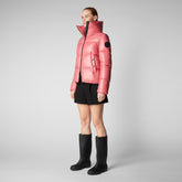 Woman's animal free puffer jacket Isla in bloom pink - Very Warm Woman | Save The Duck