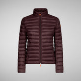 Woman's animal free puffer jacket Carly in burgundy black | Save The Duck
