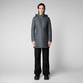 Woman's animal free puffer Bryanna in storm grey - Women's Animal-Free Puffer jackets | Save The Duck