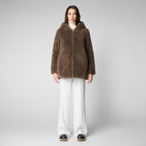 Woman's synthetic fur Bridget in mud grey - Eco-Fur Woman | Save The Duck