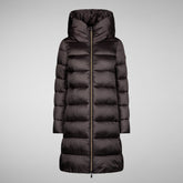 Woman's animal free hooded puffer jacket Lysa in black | Save The Duck