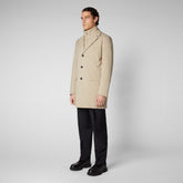 Man's long jacket Helmut in desert beige - Recycled Man | Save The Duck
