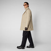 Man's long jacket Helmut in desert beige | Save The Duck