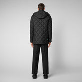 Man's animal free hooded puffer jacket Uwe in black - Sale | Save The Duck