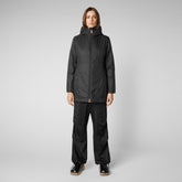 Woman's long jacket Alba in black - Classic Soul | Save The Duck