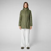 Woman's long jacket Alba in laurel green - Warm Woman | Save The Duck