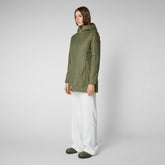 Woman's long jacket Alba in laurel green - Woman | Save The Duck